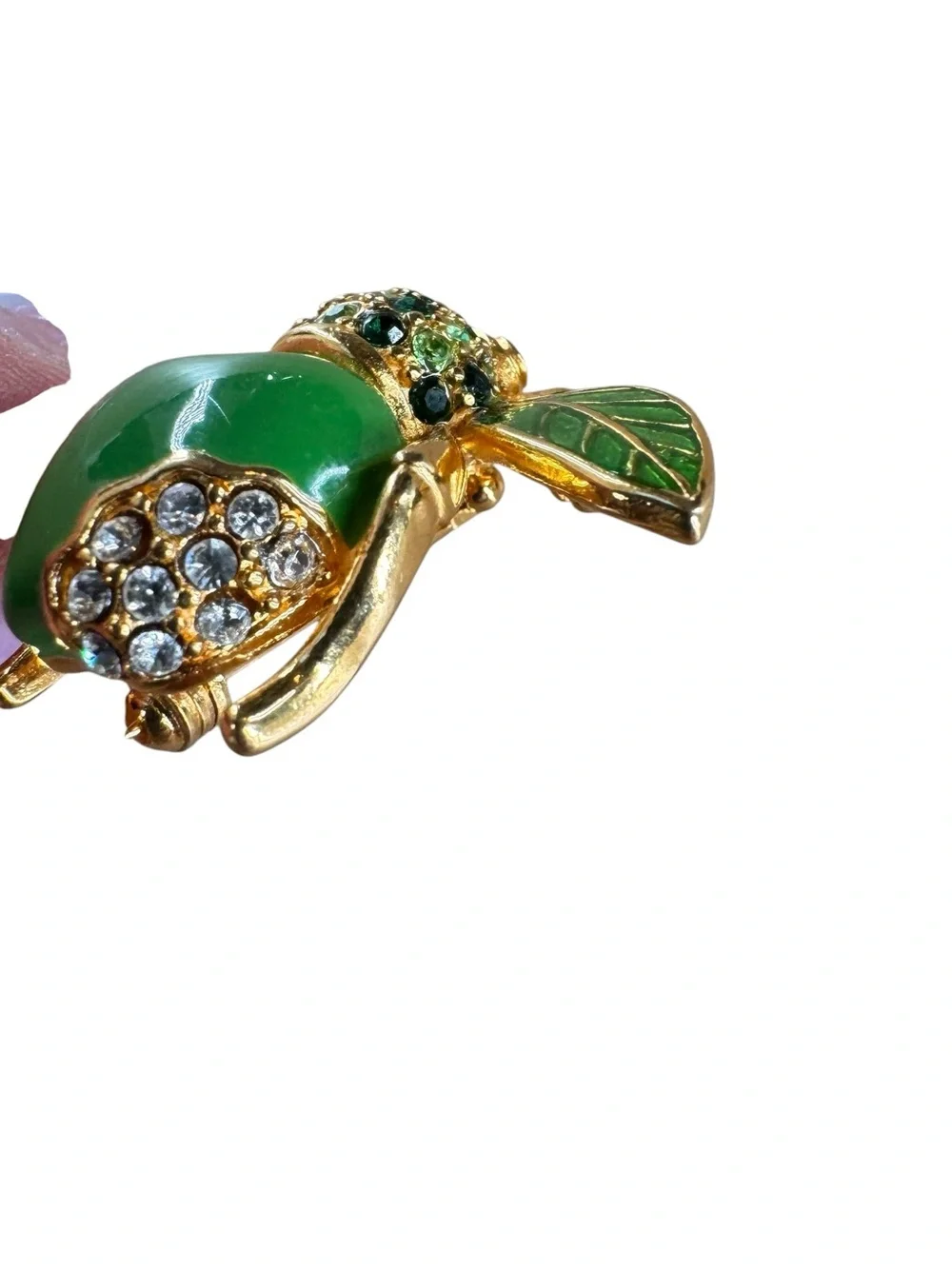 Very Rare Authentic Joan Rivers Green Granny Smith Apple Bee Pin Brooch